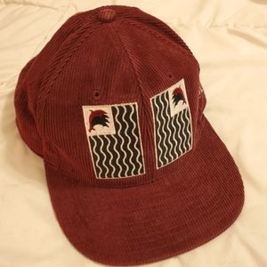 Pink Dolphin Corduroy Double Flag Snapback Cap -  maroon